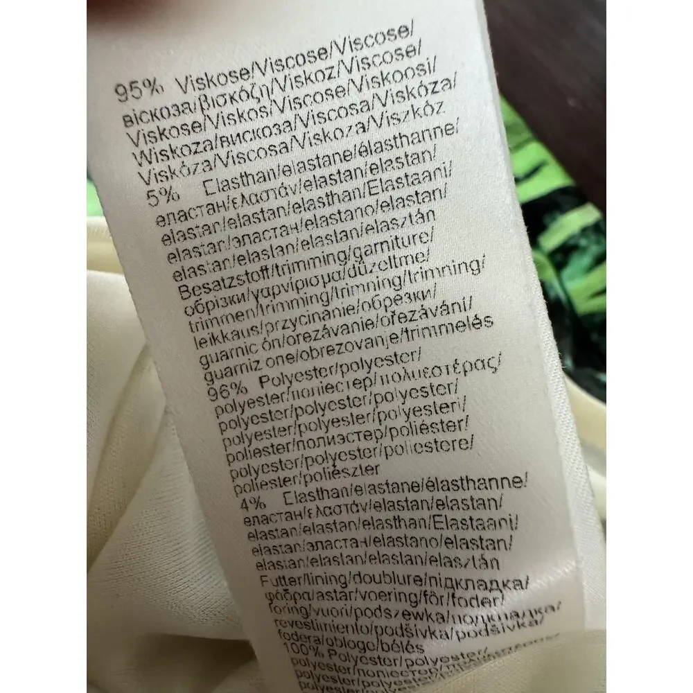 Ana Alcazar Dress Womens M/L 40 Oriental Tropical Palm Print Sheath Green Unique - Picture 8 of 12